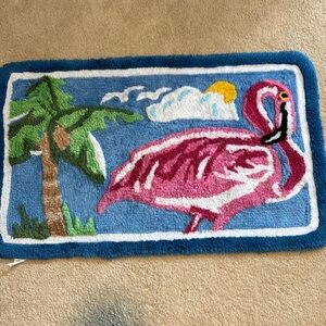 Chenille Tropical Flamingo and Palm Tree Rug